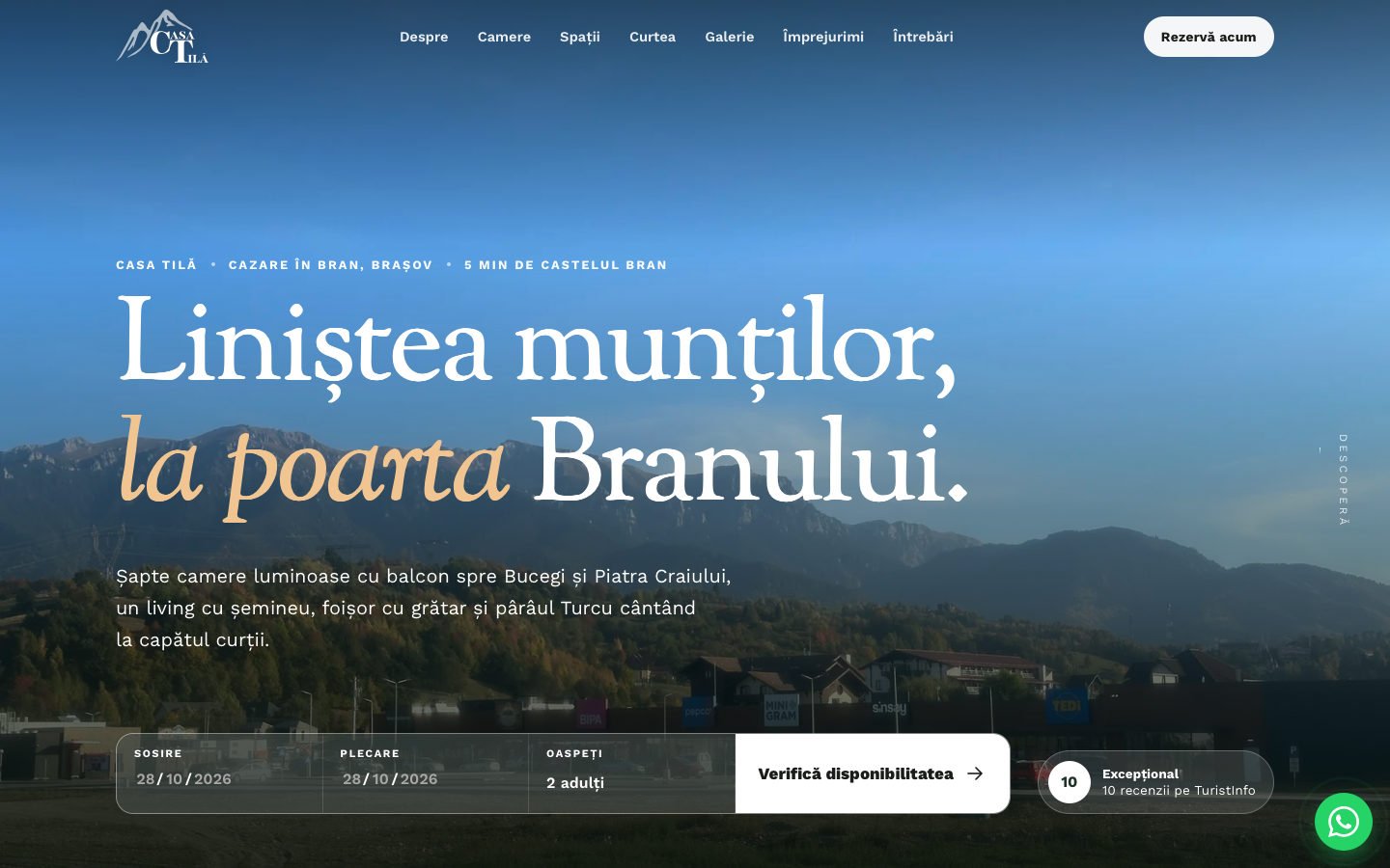 Previzualizare: prima pagină a site-ului Casa Tilă